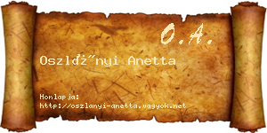 Oszlányi Anetta névjegykártya
